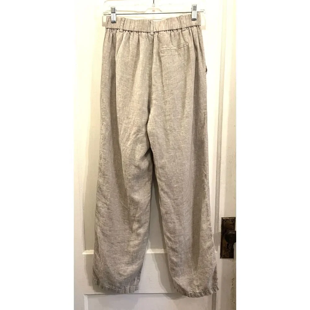 Quince Natural Linen-Blend Straight Leg Pants